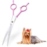 LovinPet Dog Grooming Scissors/grooming Scissors for Dogs/curved Scissors for Dog Grooming/dog Scissors for Grooming/left/right-handed Safety Blunt-tip Dog Scissors for Grooming Eyes for Dogs And Cats