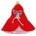 Pet Christmas Costume Puppy Xmas Cloak with Star and Pompoms Santa Cape with Santa Hat Party Cosplay Dress for Cats Dogs (Red) - L