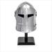 Nagina International Medieval Barbuta Visored Brushed Steel Knights Armory Templar Crusader s Helmet On Black Wooden Base | Props & Costumes Helm For Larpers