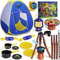 Fun Little Toys Kids Camping Set with Pop Up Tent Pretend Play Camping Tent Toy Set Includes Play Food Lantern Knives Forks Indoor Outdoor Camping Tent Toys Kids Play Tent Girls Boys Birthday Gift