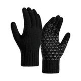 Manxivoo Gloves for Men Men Gloves Winter Fleece Reinforced Knitted Wool Cycling Screen Gloves Winter Gloves Black