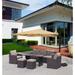 Outdoor Patio PE Wicker Rattan Sectional Sofa Set with Thickened Cushions and Polywood Table