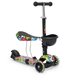 MADOG Kick Scooter Adjustable Height Handlebar & Removable Seat Kids Scooter with LED Flashing Wheels Brake Anti-Slip Deck for 3-6 Years Old Boys Girls Graffiti Pattern