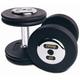 5 - 150 lb. Pro Style Black Cast Iron Round Dumbbell Set w/ Straight Handle & Chrome Caps (Commercial Gym Quality) by Troy Barbell