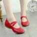 Fzm Dance Shoes For Women Leisure Women s Summer Soft Sole Solid Color Non Slip Wedges Round Toe Breathable Dancing Shoes Red US Size 6.5