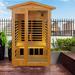2-Person Far Infrared Sauna Room using Canadian Hemlock with LCD display&Button Control&Bluetooth Outdoor Spa for Muscle Relaxation with intelligent control panel(Wood) American/EU Plug Call box style