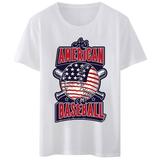 As American As Baseball Round Neck Short Sleeve Mens White T-Shirt Top