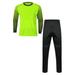 IEFIEL Boys Long Sleeves Padded Goalie Shirt Football Match Uniform Color Contrast Goalkeeper Jersey with Pants Sports Suit Fluorescent Green 9-10