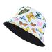 ManxiVoo hats Unisex Print Double Side Wear Reversible Bucket Hat Trendy Cotton Twill Canvas Sun Fishing Hat Fashion Cap sun hats for women Light blue