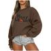 SOOMLON Halloween Clothes for Women Gothic Clothing Women Halloween Sweatshirt Pumpkin Shirt Cat Long Sleeve Pullover Tops Long Sleeve Round Neck Holiday Costume Winter Clothes Brown M