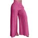 QUYUON Lounge Pants Solid Solid Color High Waisted Dressy Pants Straight Loose Leg Pants Baseball Pants Full Pant Leg Length Track Pants Pant Style N-5771 Hot Pink S