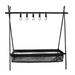 sundick Outdoor Cookware Hanging Rack with Under Net Bag Hanging Organizer Stand Support Bracket 8kg Bearing Weight Foldable Portable Campsite Storage Rack with Hooks & Mesh Basket