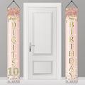 10th Birthday Door Banner Decorations for Girls Pink Rose Gold Happy 10 Birthday Door Porch Backdro