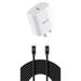 Cellet Wall Charger for Nokia 2760 - UL Certified Safe & Fast Charging PD (Power Delivery) USB Type-C (USB-C Port) Home Travel Power Adapter with USB-C to USB-C Cable - White