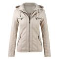 Fall jackets Women s Slim Leather Stand Collar Zip Motorcycle Suit Belt Coat Jacket Tops Classic jacket Coats
