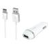 2-in-1 Chargers for Motorola Defy (2021) E30 G Pure Moto E40 G60 E20 G50 5G Edge (2021) Edge 20 Fusion Moto G60S G10 (White) - 2.1Ah Car Charger Adapter + USB Charging Cable