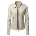 Manxivoo Leather Jacket Womens Long Sleeve Leather Jacket Motorcycle Leather Jacket Pu Leather Jacket Fashion Womens Jacket Coat Motorcycle Jacket White