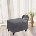 Ottoman Slipcovers Stretch Ottoman Cover Footrest Footstool Slipcover Anti-Slip Foot Stool Cover Machine Washable Soft Rectangle Furniture Protector for Living Room Bedroom