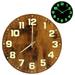 Qenwkxz Luminous Wall Clocks Wooden Glow in The Dark Clock 12 inch Silent Non-Ticking Lighted Wall Clock Battery Operated Night Light Clock Home Decoration for Living Room Office Kitchen Bedroom