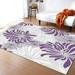 White Grey Chrysanthemum Flower Area Rugs Purple Floral Non-Slip Kids Rug Upholstery Rug With Non-Slip Backing For Kids Boys Girls Bedroom Living Room Dining Room Study 5 3 x 6 7