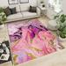 Pink Marble Large Area Rugs Golden Vortex Runner Rugs Non-Slip Floor Throw Mat Rectangle Carpet For Living Room Bedroom Hallway Front Entrance Kitchen Dining 3 x 4