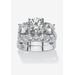 Women's 2 Piece 5.66 Tcw Cz Bridal Ring Set In Platinum-Plated Sterling Silver by PalmBeach Jewelry in Platinum (Size 7)