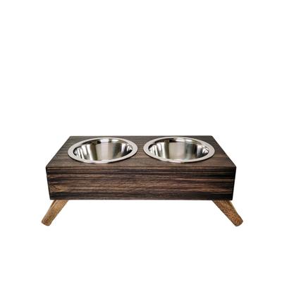 Eco-Friendly Elevated Dog Wood Feeder by JoJo Modern Pets in Brown (Size MEDIUM)