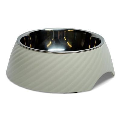Twill Round Melamine Stainless Steel Dog Bowl by JoJo Modern Pets in White Swan 12 Oz