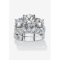Women's 2 Piece 5.66 Tcw Cz Bridal Ring Set In Platinum-Plated Sterling Silver by PalmBeach Jewelry in Platinum (Size 8)