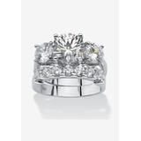 Women's 2 Piece 5.66 Tcw Cz Bridal Ring Set In Platinum-Plated Sterling Silver by PalmBeach Jewelry in Platinum (Size 8)