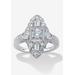 Women's 1.03 Cttw. Round Cubic Zirconia Platinum-Plated Sterling Silver Art Deco-Style Ring by PalmBeach Jewelry in Silver (Size 8)