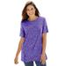 Plus Size Women's Perfect Printed Short-Sleeve Crewneck Tee by Woman Within in Petal Purple Floral Paisley (Size M) Shirt