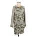 Rails Casual Dress - Shift High Neck 3/4 sleeves: Green Print Dresses - Women's Size Small