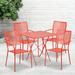 Flash Furniture 28-inch Square 5-piece Indoor/ Outdoor Folding Table and Chairs Set Coral