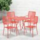 Flash Furniture 28-inch Square 5-piece Indoor/ Outdoor Folding Table and Chairs Set Coral