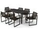 Efurden 7 Pieces Patio Dining Set Outdoor Furniture Set with Aluminum Table and 6 Stackable PE Rattan Chairs for Garden Yard and Poolside (Brown)