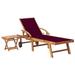 Walmeck Sun Lounger with Table and Cushion Solid Teak Wood