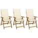 Folding Patio Chairs 3 pcs with Cushions Solid Acacia Wood