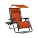 Zero Gravity Chair Reclining Lounge Chair with Adjustable Canopy Shade and Flip-up Side Table Armchair with Pillow and Backrest