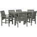 Walker Edison Vincent 7-Piece Chevron Outdoor Patio Dining Set in Gray Wash