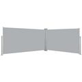 retractable side awning folding privacy screen with double side outdoor divider wall patio awning for deck porch garden 63 x236.2 gray