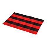 Buffalo Plaid Rug Cotton woven washable vintage plaid outdoor rug for farmhouse living/dining/bedroom - Red and black