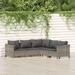 Walmeck 5 Piece Patio Set with Cushions Gray Poly Rattan