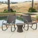 Noble House Gracie s 3-Piece Outdoor Wicker/Aluminum Bistro Set in Dark Brown