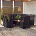 Walmeck 4 Piece Patio Set with Cushions Black Poly Rattan