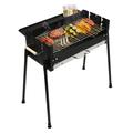 Outdoor Camping Family Barbecue Grill Free Standing BBQ Rack Portable Folding Grill Adjustable Temperature Black