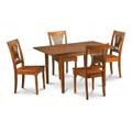 Wooden Imports Furniture 7PC Picasso Rectangular Table and 6 Plainville Wood Seat Chairs - Saddle Brown Finish