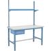 Production Workbench 60 W x 30 D Plastic Square Edge with Drawer Riser and Shelf Blue