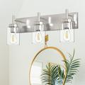 3-Light Bathroom Vanity Light Fixtures Brushed Nickel Wall Sconce Lighting Modern Wall Light with Clear Glass Shade Porch Wall Lamp Mounted Lights over Mirror for Living Room Bedroom Hallway