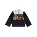 Nituyy Girls Fleece Jacket Long Sleeve Stand Collar Zip-up Leopard Print Winter Jacket Clothes